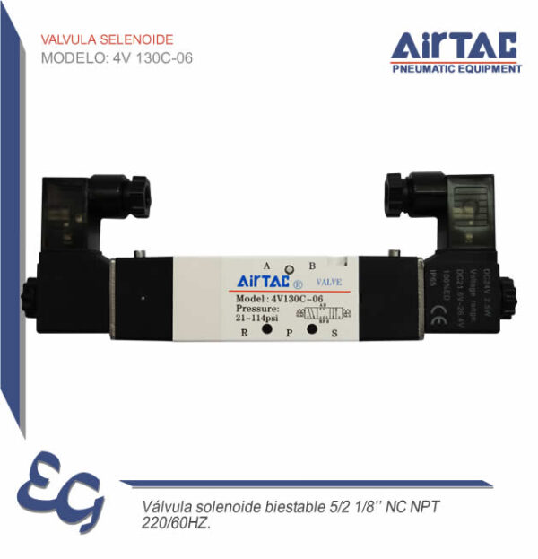 Valvula Selenoide Biestable 4V 130C-06 - Airtac Peru