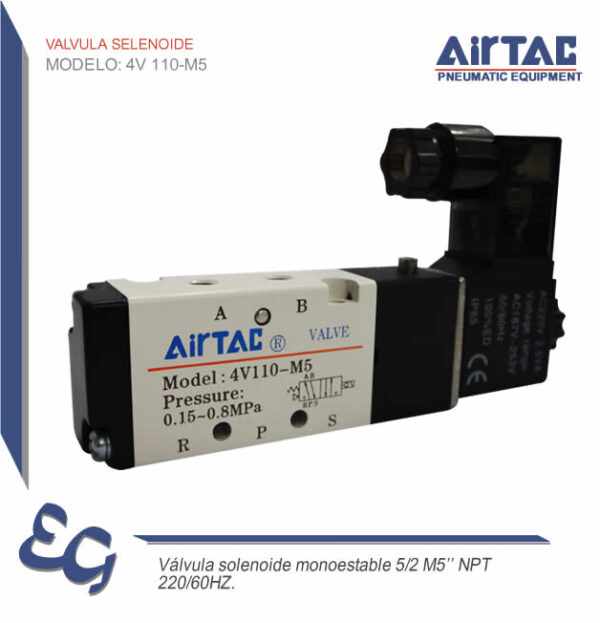 Valvula Selenoide Monoestable 4V 110-M5 - Airtac Peru